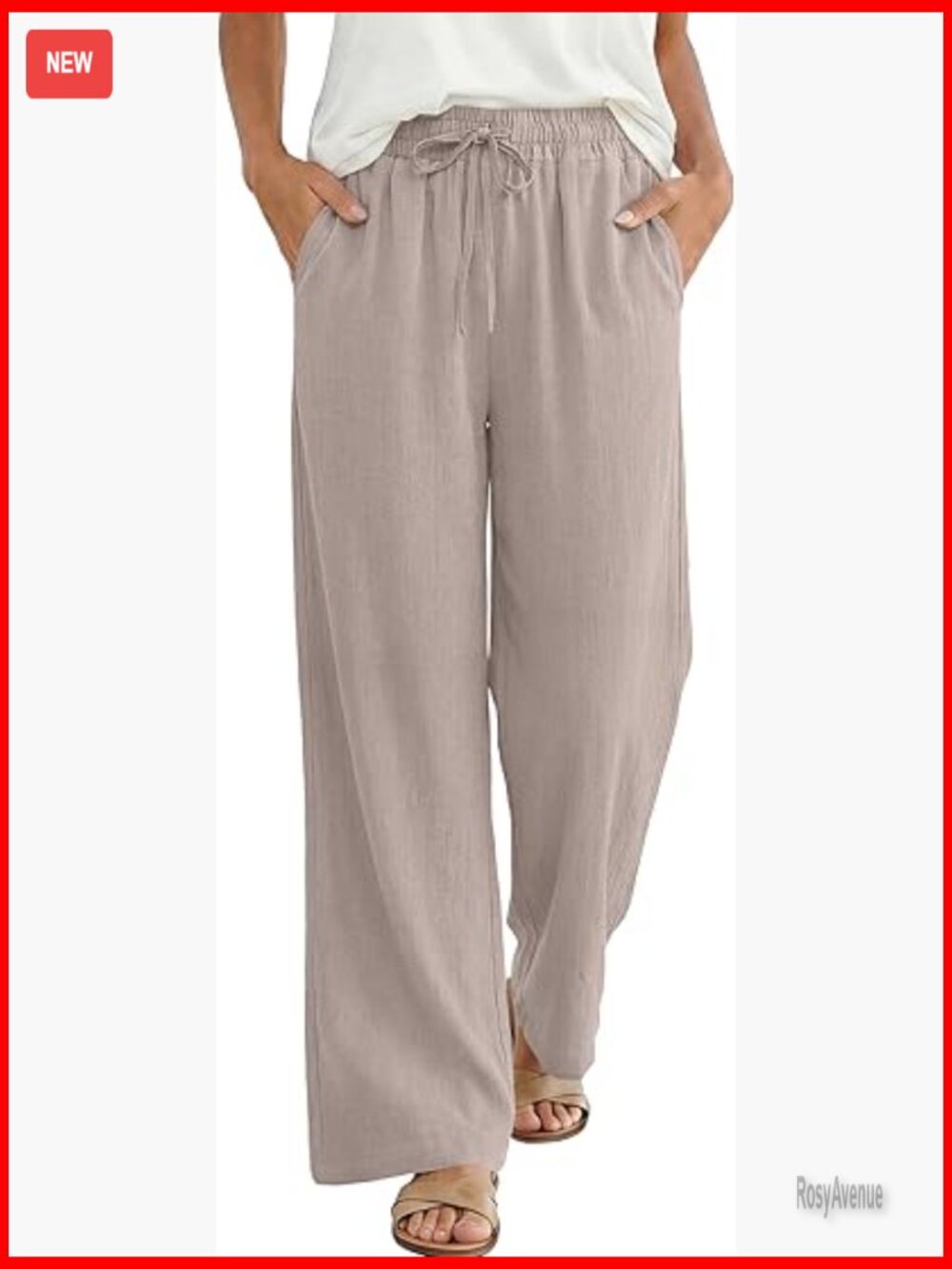 Wide Leg Palazzo Pants High Waisted Elastic Summer Casual Loose Flow